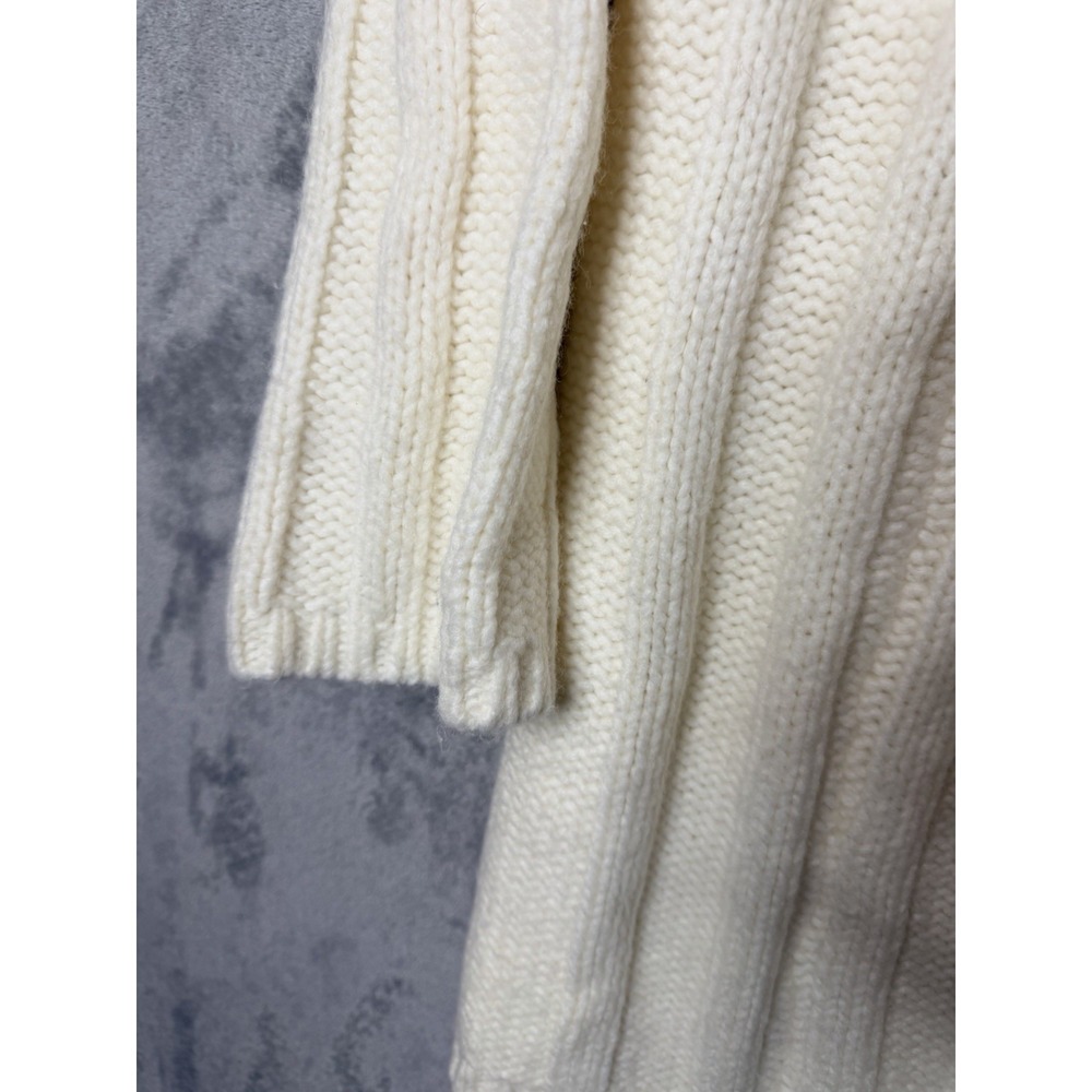 Lands End Cable Knit Crew Neck Sweater Womens 1X 16W-18W Off White Chunky - Picture 4 of 10